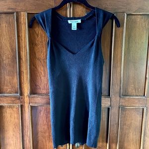 White House Black Market Twisted Sleeve Black Top